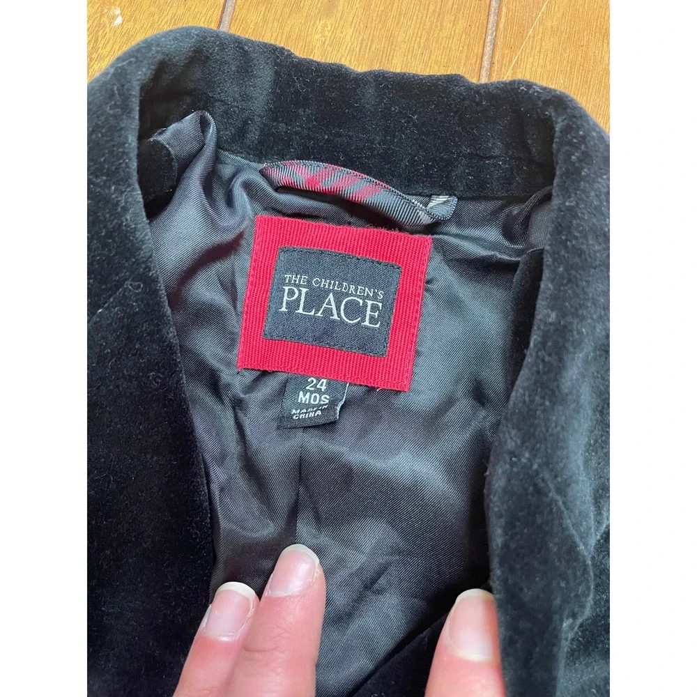 The Childrens Place Kids Black Velvet Suit Set Blazer Pants 24 Months Holiday